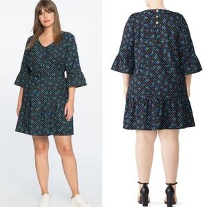Draper James X ELOQUII Forget Me Dots Floral Drop Waist Flounce Dress - Size 16